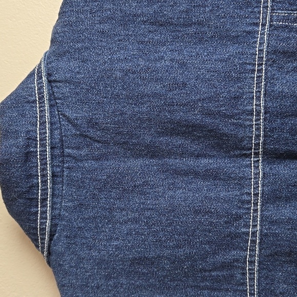 Denim Short Sleeve Top with Embroidered Accents - Picture 10 of 13